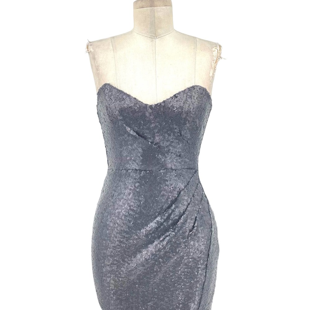 Nookie Black Strapless Sequin Gown with Side Thigh Slit - Picture 3 of 12